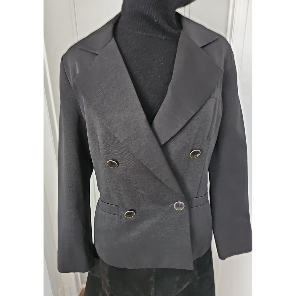 CAbi #987 Luxe Tux Double Breasted Blazer Black Size 6